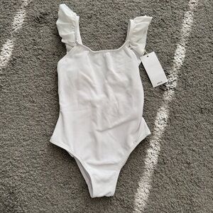 NWT Mango Textured Ruffled One-Piece Swimsuit